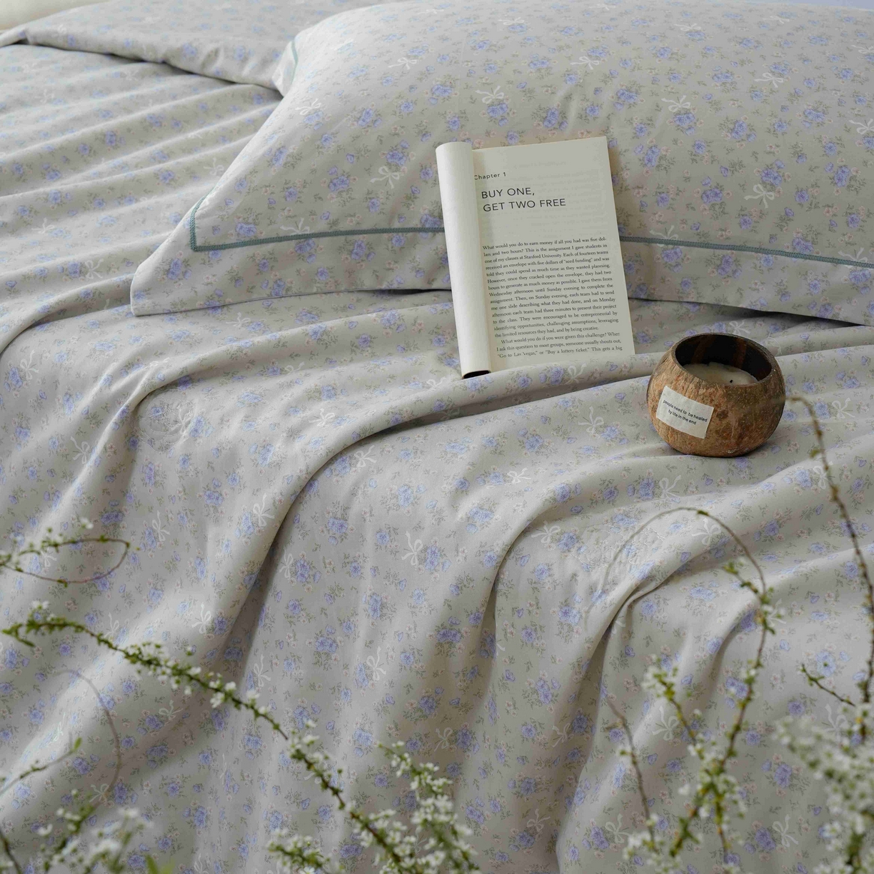 91家纺网 家纺一手货源 找家纺 丽卡家纺 2025新款小清新全棉纯棉夏被夏凉被空调被四件套 柏林花事-紫