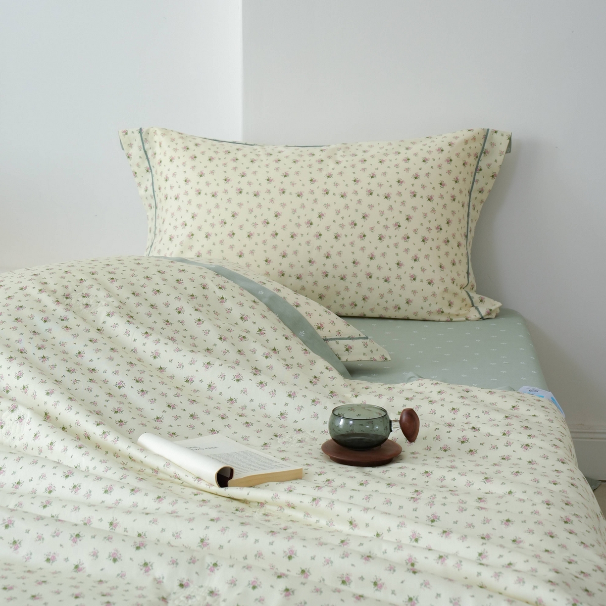 91家纺网 家纺一手货源 找家纺 丽卡家纺 2025新款小清新全棉纯棉夏被夏凉被空调被四件套 惜春-绿