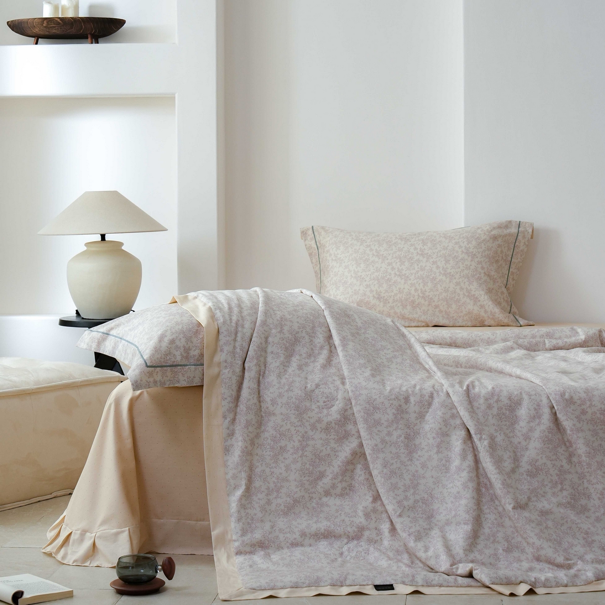 91家纺网 家纺一手货源 找家纺 丽卡家纺 2025新款小清新全棉纯棉夏被夏凉被空调被四件套 约克-米金