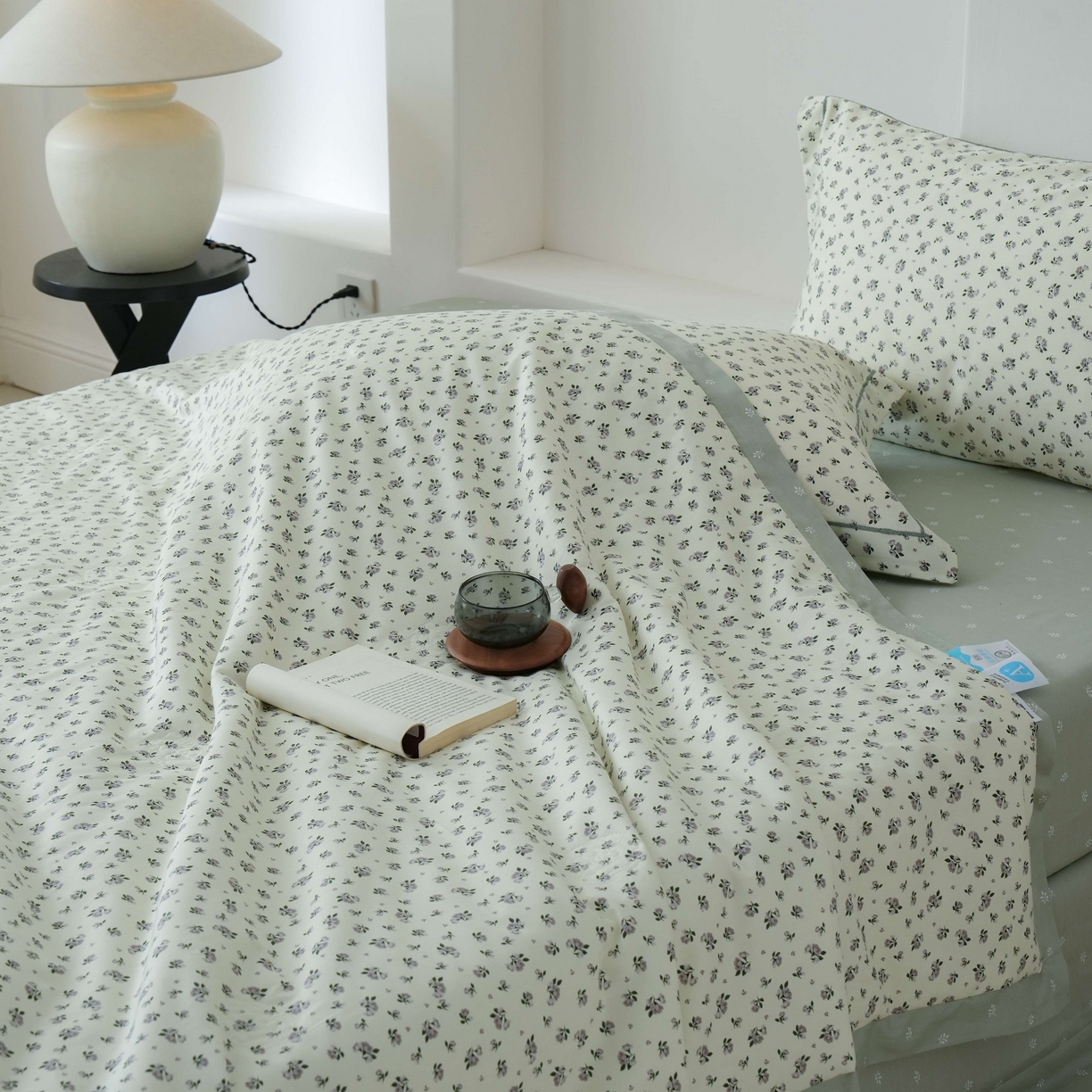 91家纺网 家纺一手货源 找家纺 丽卡家纺 2025新款小清新全棉纯棉夏被夏凉被空调被四件套 月野-灰