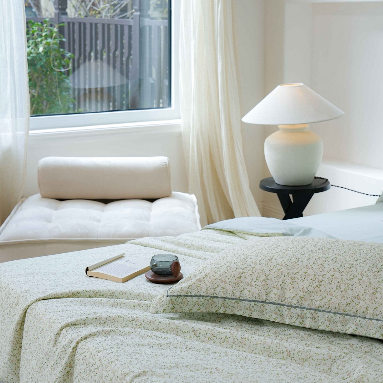 91家纺网 家纺一手货源 找家纺 丽卡家纺 2025新款小清新全棉纯棉夏被夏凉被空调被四件套 未央-绿