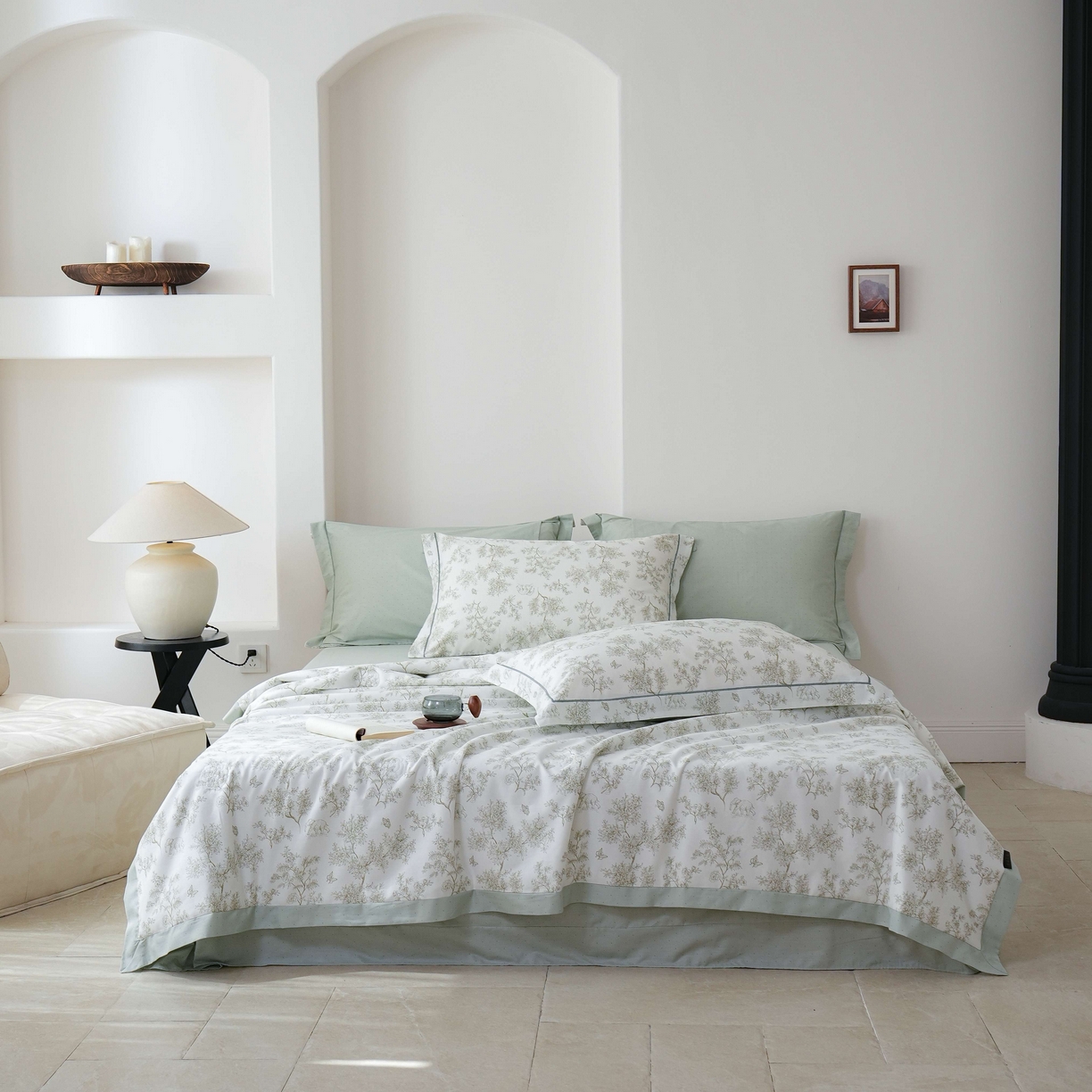 91家纺网 家纺一手货源 找家纺 丽卡家纺 2025新款小清新全棉纯棉夏被夏凉被空调被四件套 觅事-绿