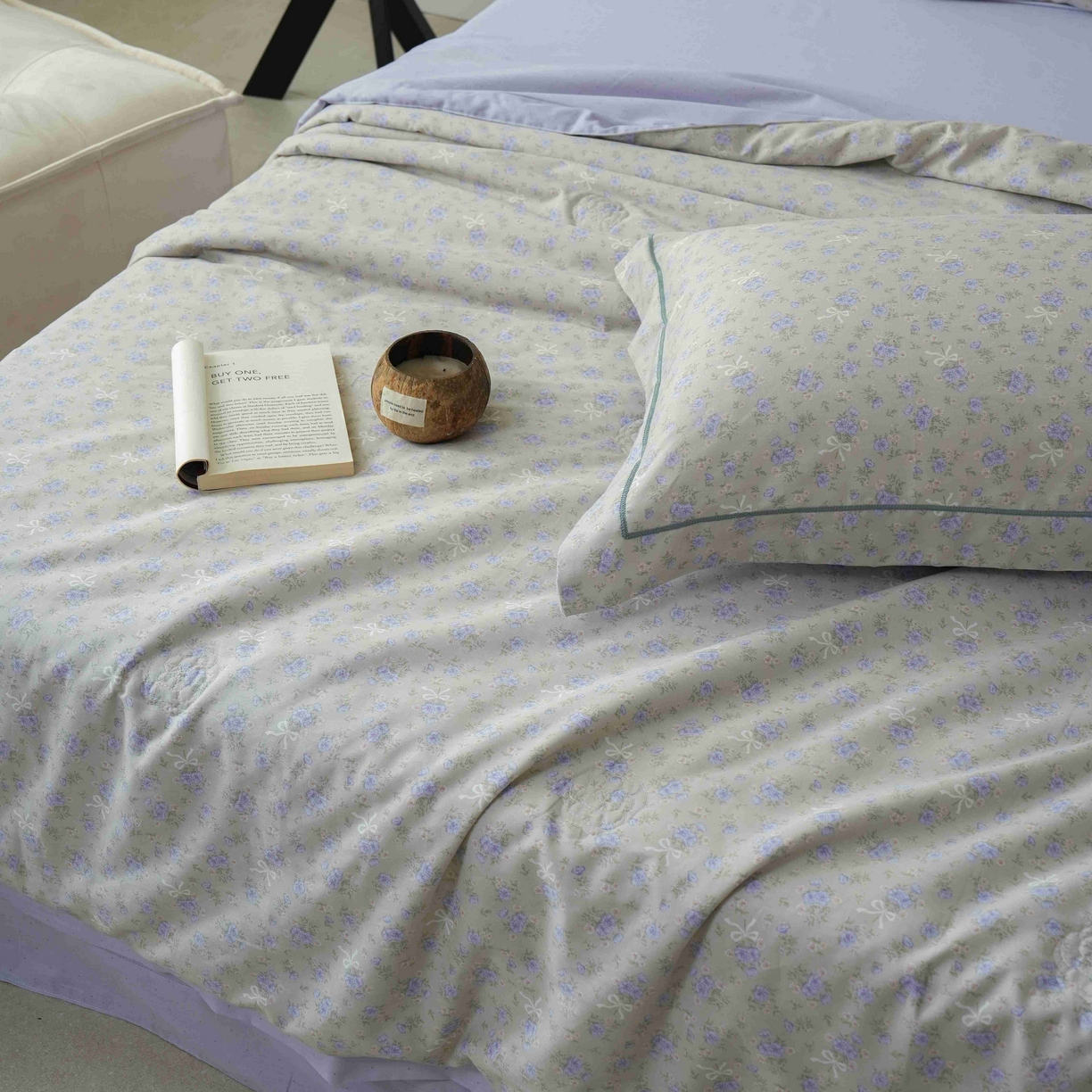 91家纺网 家纺一手货源 找家纺 丽卡家纺 2025新款小清新全棉纯棉夏被夏凉被空调被四件套 柏林花事-紫