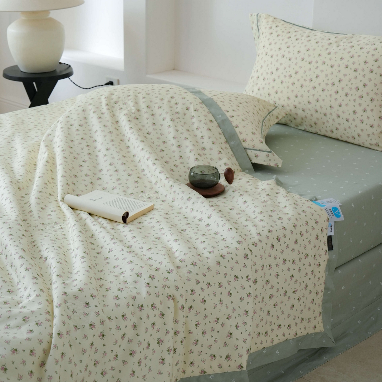 91家纺网 家纺一手货源 找家纺 丽卡家纺 2025新款小清新全棉纯棉夏被夏凉被空调被四件套 惜春-绿