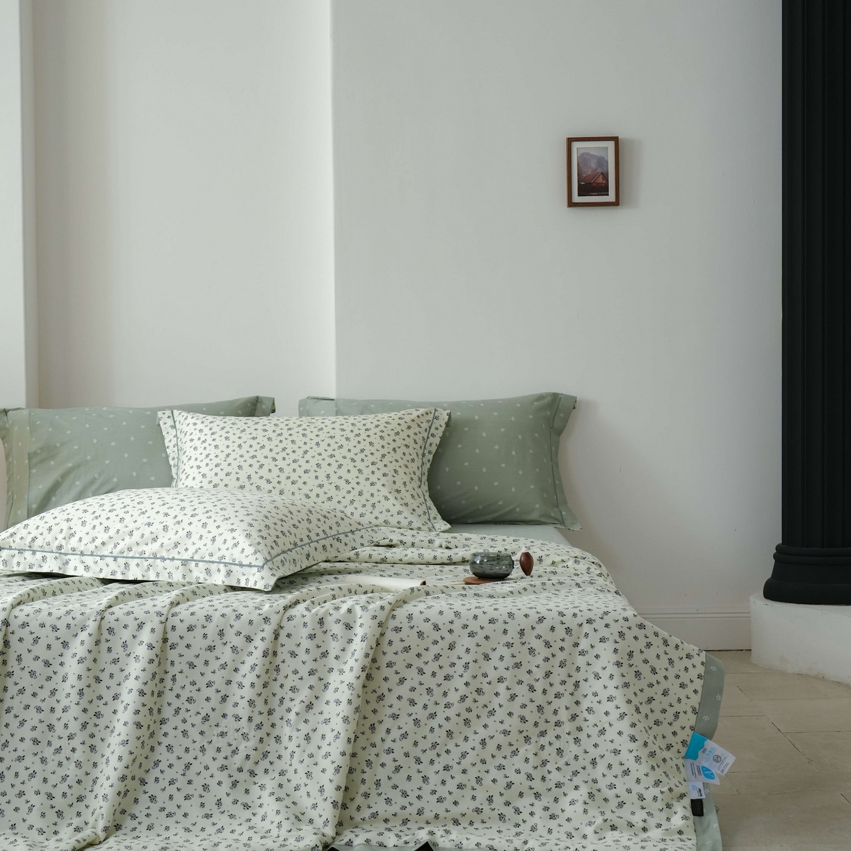 91家纺网 家纺一手货源 找家纺 丽卡家纺 2025新款小清新全棉纯棉夏被夏凉被空调被四件套 月野-灰