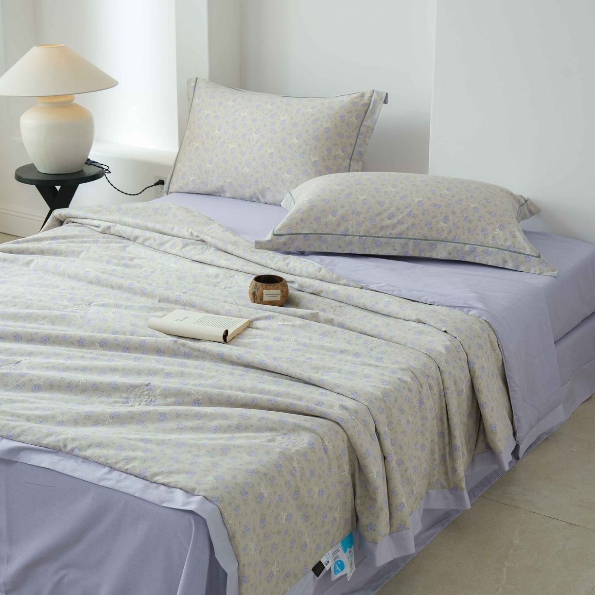 丽卡家纺 2025新款小清新全棉纯棉夏被夏凉被空调被四件套 柏林花事-紫