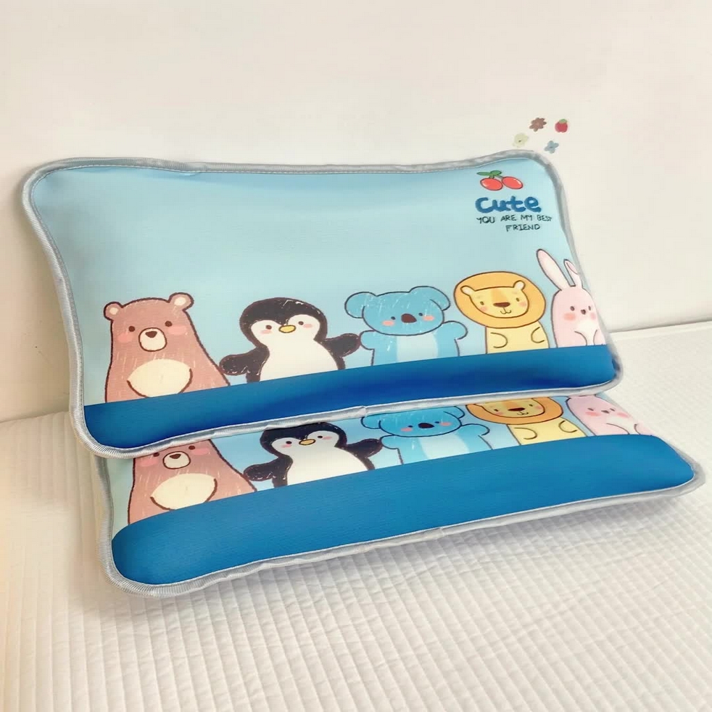 大黄蜂家居家纺 2025新款冰丝提花三明治夹层透气枕套 动物乐园