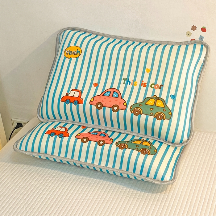 91家纺网 家纺一手货源 找家纺 大黄蜂家居家纺 2025新款冰丝提花三明治夹层透气枕套 小汽车