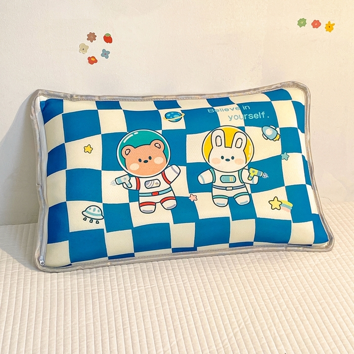 91家纺网 家纺一手货源 找家纺 大黄蜂家居家纺 2025新款冰丝提花三明治夹层透气枕套 宇航员