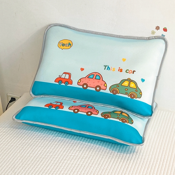 91家纺网 家纺一手货源 找家纺 大黄蜂家居家纺 2025新款冰丝提花三明治夹层透气枕套 公路汽车