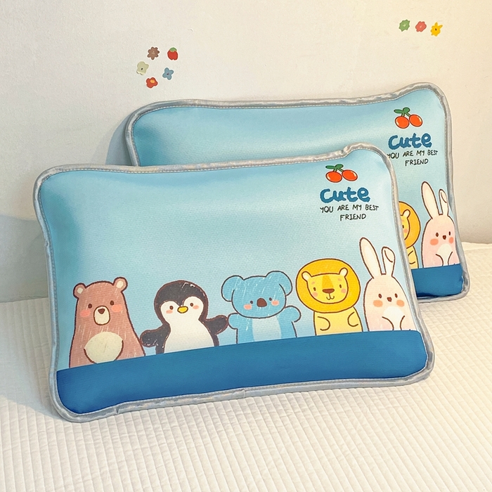 91家纺网 家纺一手货源 找家纺 大黄蜂家居家纺 2025新款冰丝提花三明治夹层透气枕套 动物乐园