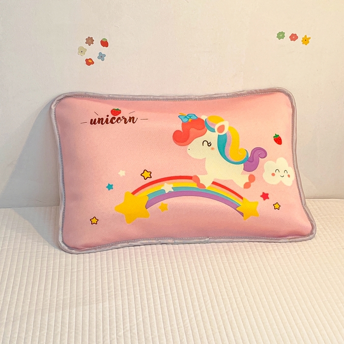 91家纺网 家纺一手货源 找家纺 大黄蜂家居家纺 2025新款冰丝提花三明治夹层透气枕套 彩虹小马