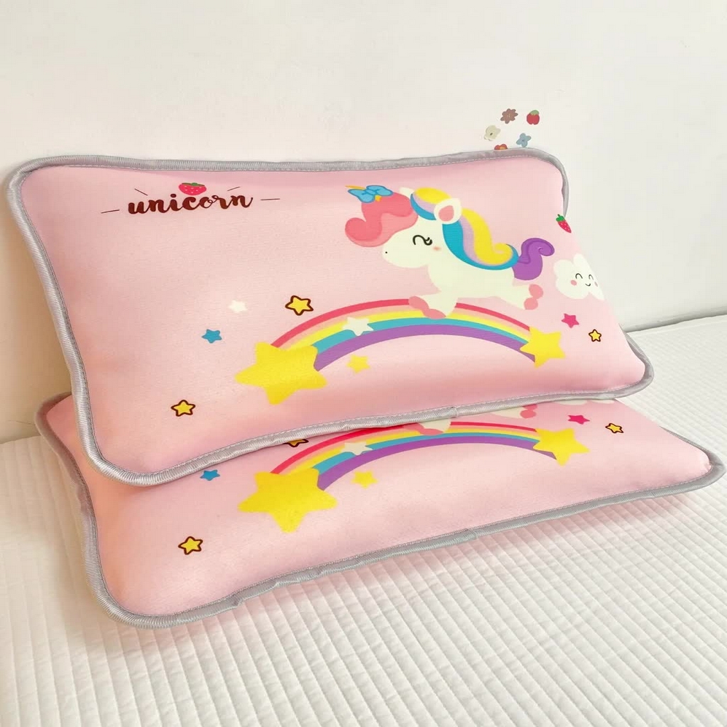 大黄蜂家居家纺 2025新款冰丝提花三明治夹层透气枕套 彩虹小马