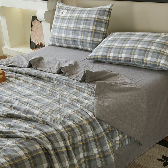 91家纺网 家纺一手货源 找家纺 三俏家纺 2025新款新疆棉花被夏被100%里外全棉棉花夏被无印风全棉色织水洗棉夏凉被空调被春秋被单人可机洗-风格二 密语