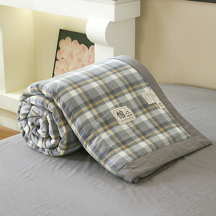 91家纺网 家纺一手货源 找家纺 三俏家纺 2025新款新疆棉花被夏被100%里外全棉棉花夏被无印风全棉色织水洗棉夏凉被空调被春秋被单人可机洗-风格二 密语