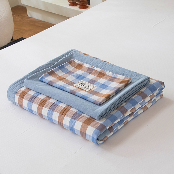 91家纺网 家纺一手货源 找家纺 三俏家纺 2025新款新疆棉花被夏被100%里外全棉棉花夏被无印风全棉色织水洗棉夏凉被空调被春秋被单人可机洗-风格二 雅韵