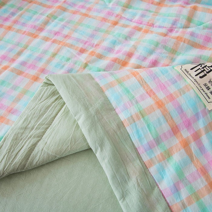 91家纺网 家纺一手货源 找家纺 三俏家纺 2025新款新疆棉花被夏被100%里外全棉棉花夏被无印风全棉色织水洗棉夏凉被空调被春秋被单人可机洗-风格二 游园