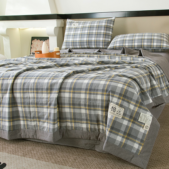 91家纺网 家纺一手货源 找家纺 三俏家纺 2025新款新疆棉花被夏被100%里外全棉棉花夏被无印风全棉色织水洗棉夏凉被空调被春秋被单人可机洗-风格二 密语