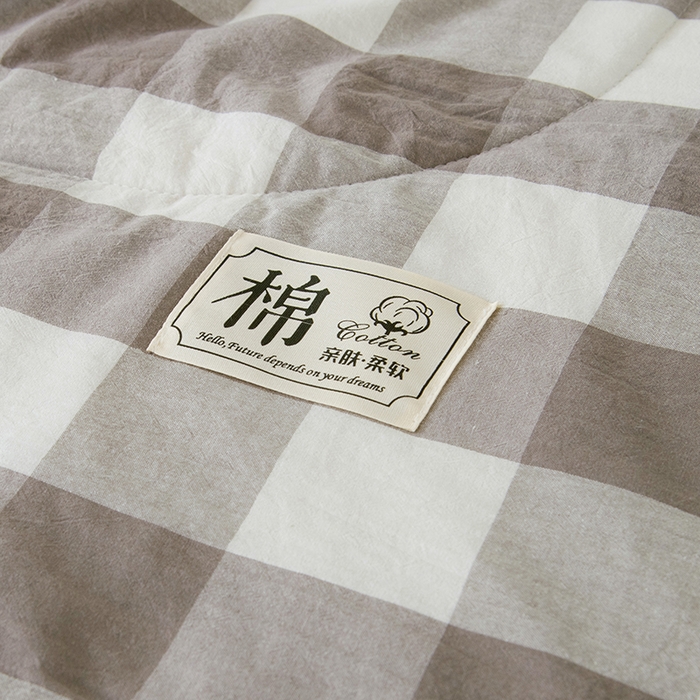 91家纺网 家纺一手货源 找家纺 三俏家纺 2025新款新疆棉花被夏被100%里外全棉棉花夏被无印风全棉色织水洗棉夏凉被空调被春秋被单人可机洗-风格二 雨蒙