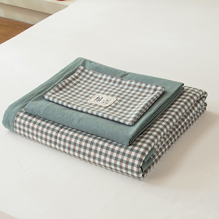 91家纺网 家纺一手货源 找家纺 三俏家纺 2025新款新疆棉花被夏被100%里外全棉棉花夏被无印风全棉色织水洗棉夏凉被空调被春秋被单人可机洗-风格二 海风