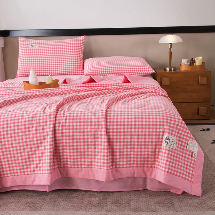 91家纺网 家纺一手货源 找家纺 三俏家纺 2025新款新疆棉花被夏被100%里外全棉棉花夏被无印风全棉色织水洗棉夏凉被空调被春秋被单人可机洗-风格二 上樱