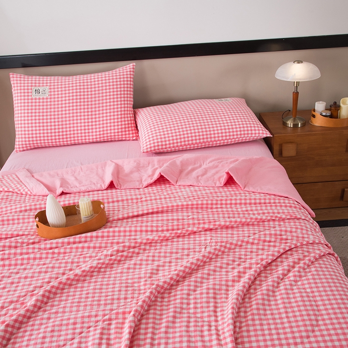 91家纺网 家纺一手货源 找家纺 三俏家纺 2025新款新疆棉花被夏被100%里外全棉棉花夏被无印风全棉色织水洗棉夏凉被空调被春秋被单人可机洗-风格二 上樱