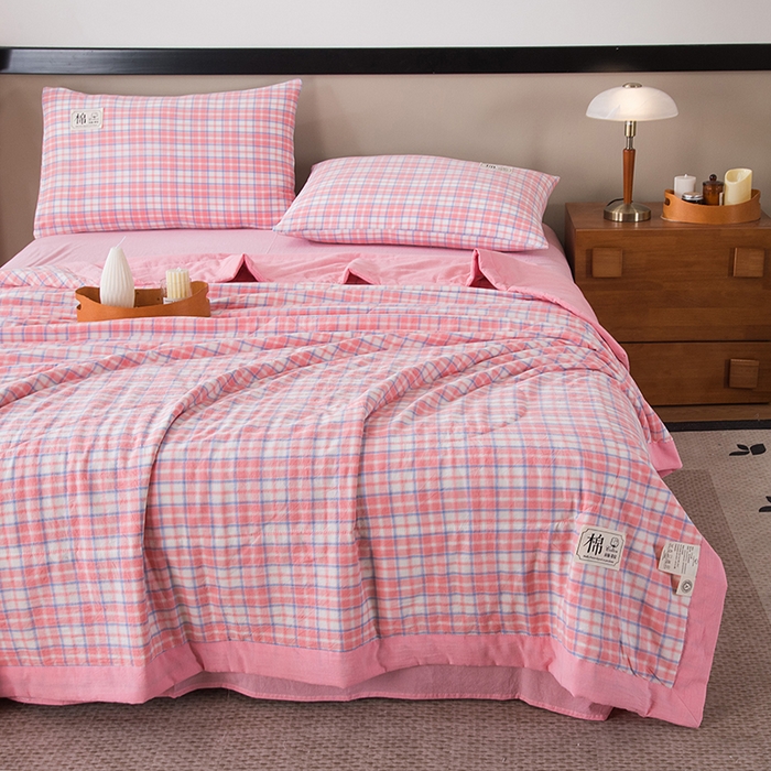 91家纺网 家纺一手货源 找家纺 三俏家纺 2025新款新疆棉花被夏被100%里外全棉棉花夏被无印风全棉色织水洗棉夏凉被空调被春秋被单人可机洗-风格二 若梦