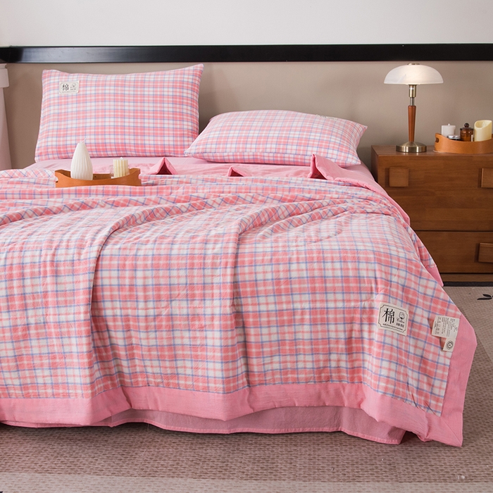 91家纺网 家纺一手货源 找家纺 三俏家纺 2025新款新疆棉花被夏被100%里外全棉棉花夏被无印风全棉色织水洗棉夏凉被空调被春秋被单人可机洗-风格二 若梦