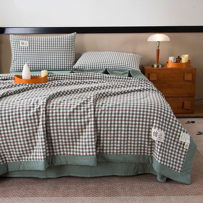 91家纺网 家纺一手货源 找家纺 三俏家纺 2025新款新疆棉花被夏被100%里外全棉棉花夏被无印风全棉色织水洗棉夏凉被空调被春秋被单人可机洗-风格二 海风