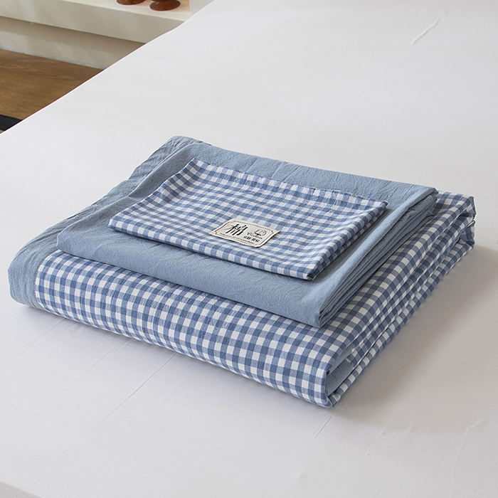 91家纺网 家纺一手货源 找家纺 三俏家纺 2025新款新疆棉花被夏被100%里外全棉棉花夏被无印风全棉色织水洗棉夏凉被空调被春秋被单人可机洗-风格二 煮雨