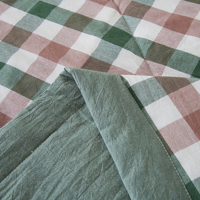 91家纺网 家纺一手货源 找家纺 三俏家纺 2025新款新疆棉花被夏被100%里外全棉棉花夏被无印风全棉色织水洗棉夏凉被空调被春秋被单人可机洗-风格二 青山