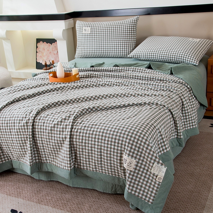 91家纺网 家纺一手货源 找家纺 三俏家纺 2025新款新疆棉花被夏被100%里外全棉棉花夏被无印风全棉色织水洗棉夏凉被空调被春秋被单人可机洗-风格二 海风