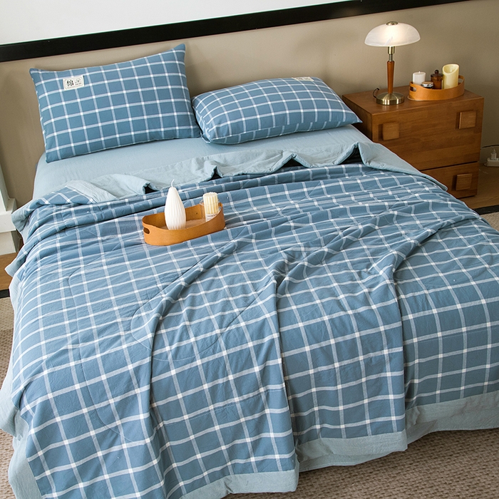 91家纺网 家纺一手货源 找家纺 三俏家纺 2025新款新疆棉花被夏被100%里外全棉棉花夏被无印风全棉色织水洗棉夏凉被空调被春秋被单人可机洗-风格二 上野