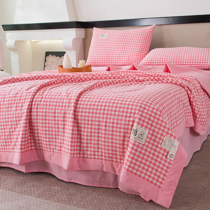 91家纺网 家纺一手货源 找家纺 三俏家纺 2025新款新疆棉花被夏被100%里外全棉棉花夏被无印风全棉色织水洗棉夏凉被空调被春秋被单人可机洗-风格二 上樱