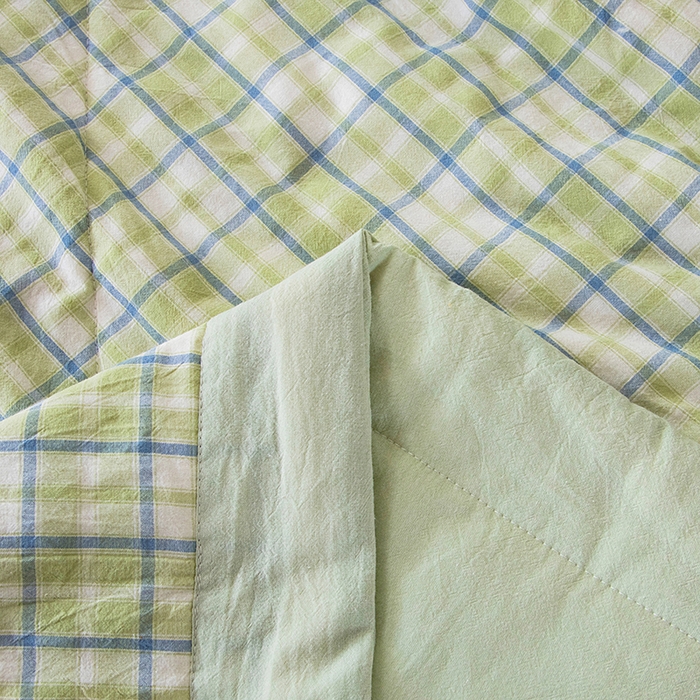 91家纺网 家纺一手货源 找家纺 三俏家纺 2025新款新疆棉花被夏被100%里外全棉棉花夏被无印风全棉色织水洗棉夏凉被空调被春秋被单人可机洗-风格二 新芽