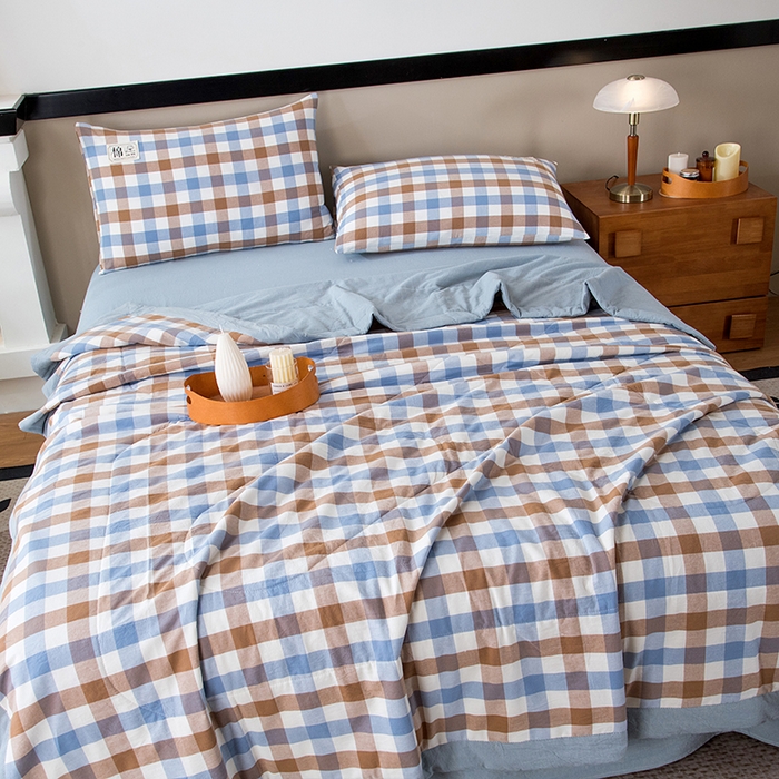 91家纺网 家纺一手货源 找家纺 三俏家纺 2025新款新疆棉花被夏被100%里外全棉棉花夏被无印风全棉色织水洗棉夏凉被空调被春秋被单人可机洗-风格二 雅韵