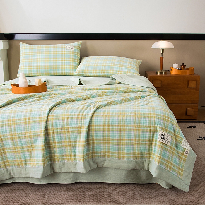 91家纺网 家纺一手货源 找家纺 三俏家纺 2025新款新疆棉花被夏被100%里外全棉棉花夏被无印风全棉色织水洗棉夏凉被空调被春秋被单人可机洗-风格二 春上