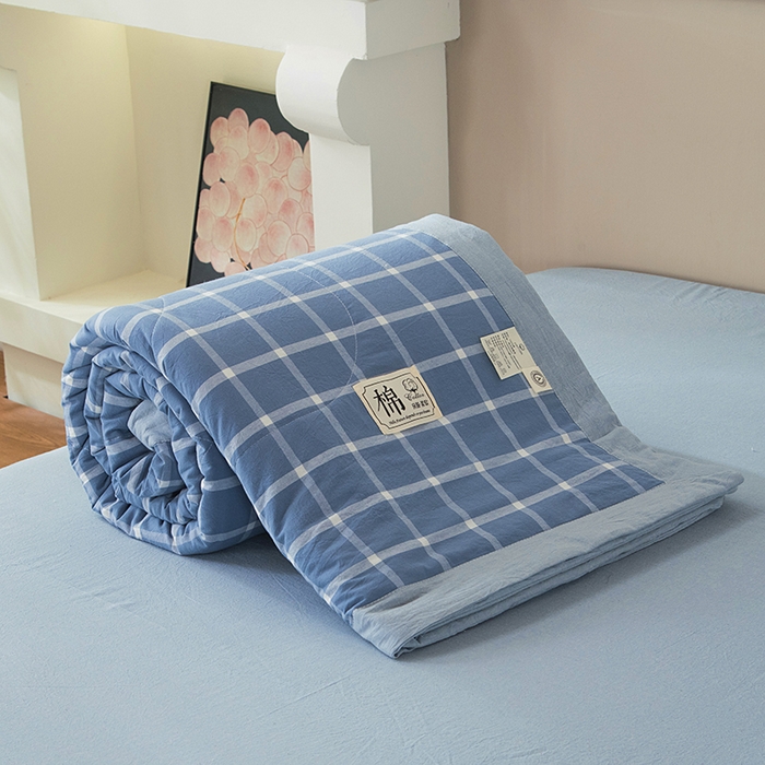 91家纺网 家纺一手货源 找家纺 三俏家纺 2025新款新疆棉花被夏被100%里外全棉棉花夏被无印风全棉色织水洗棉夏凉被空调被春秋被单人可机洗-风格二 上野