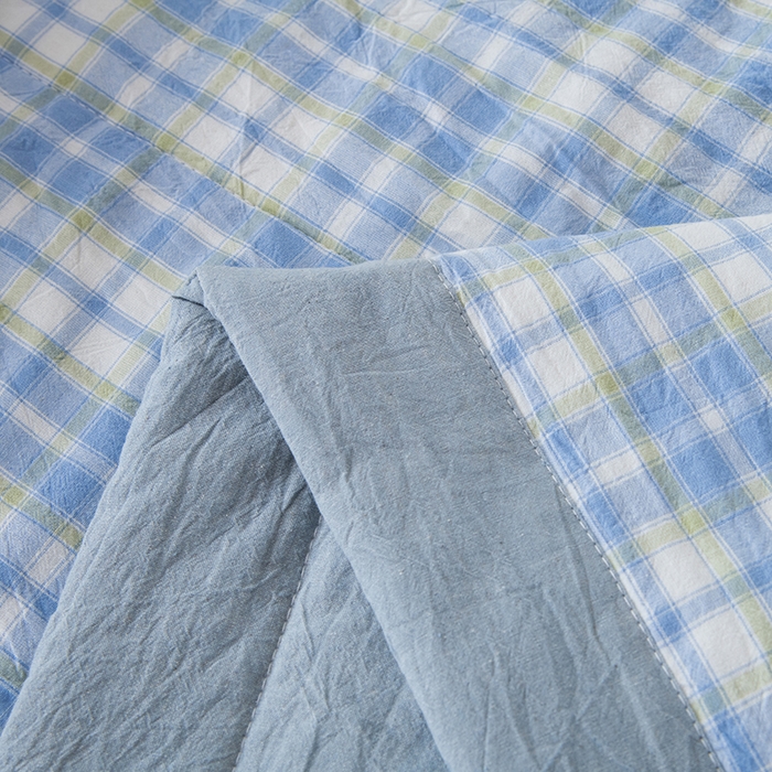 91家纺网 家纺一手货源 找家纺 三俏家纺 2025新款新疆棉花被夏被100%里外全棉棉花夏被无印风全棉色织水洗棉夏凉被空调被春秋被单人可机洗-风格二 蓝梦