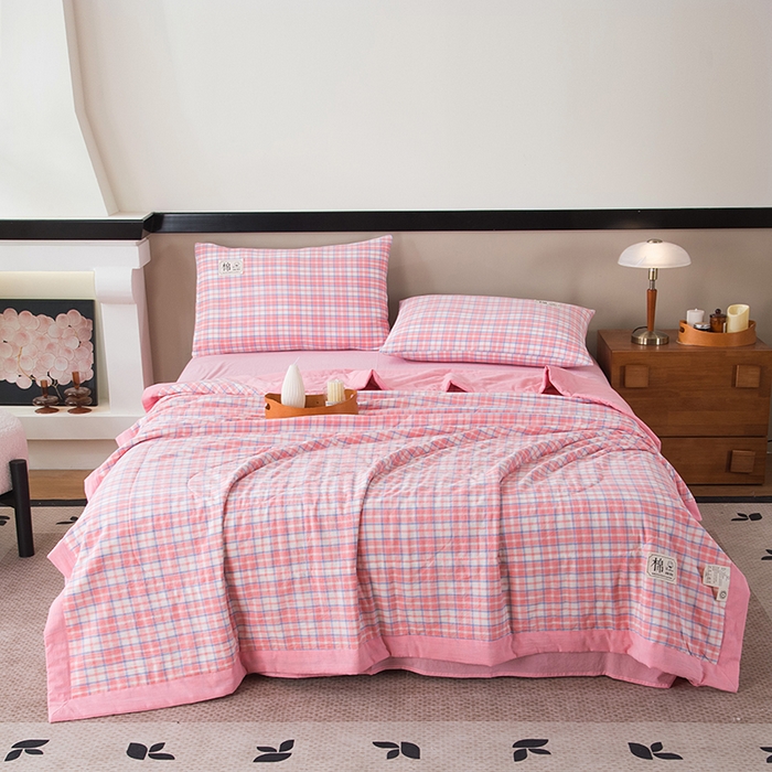 91家纺网 家纺一手货源 找家纺 三俏家纺 2025新款新疆棉花被夏被100%里外全棉棉花夏被无印风全棉色织水洗棉夏凉被空调被春秋被单人可机洗-风格二 若梦