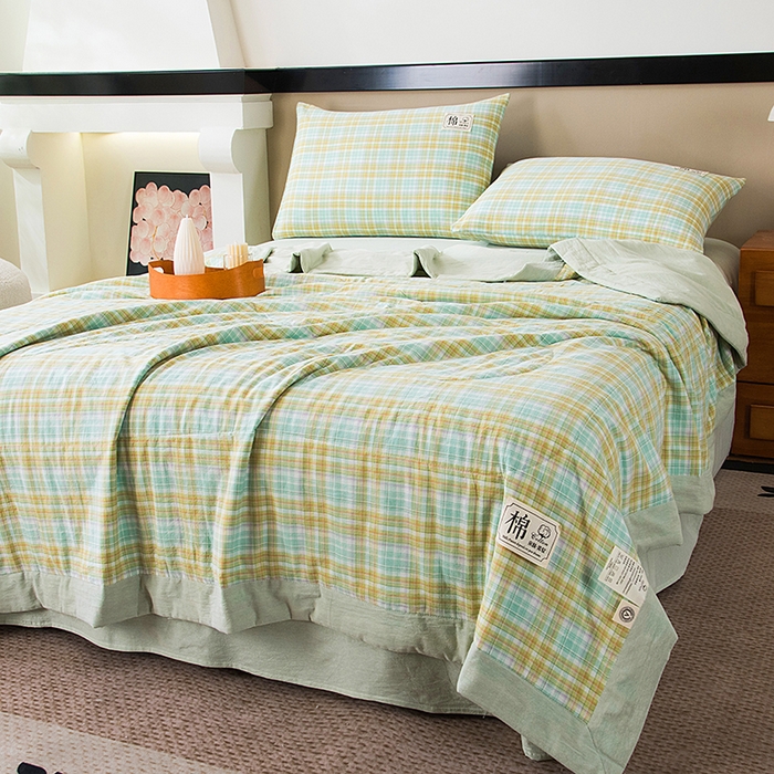 91家纺网 家纺一手货源 找家纺 三俏家纺 2025新款新疆棉花被夏被100%里外全棉棉花夏被无印风全棉色织水洗棉夏凉被空调被春秋被单人可机洗-风格二 春上