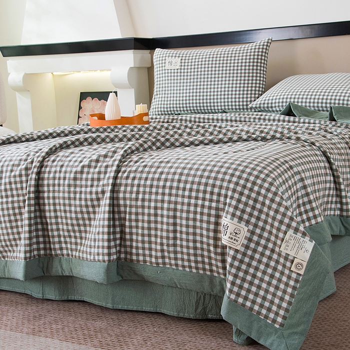 91家纺网 家纺一手货源 找家纺 三俏家纺 2025新款新疆棉花被夏被100%里外全棉棉花夏被无印风全棉色织水洗棉夏凉被空调被春秋被单人可机洗-风格二 海风