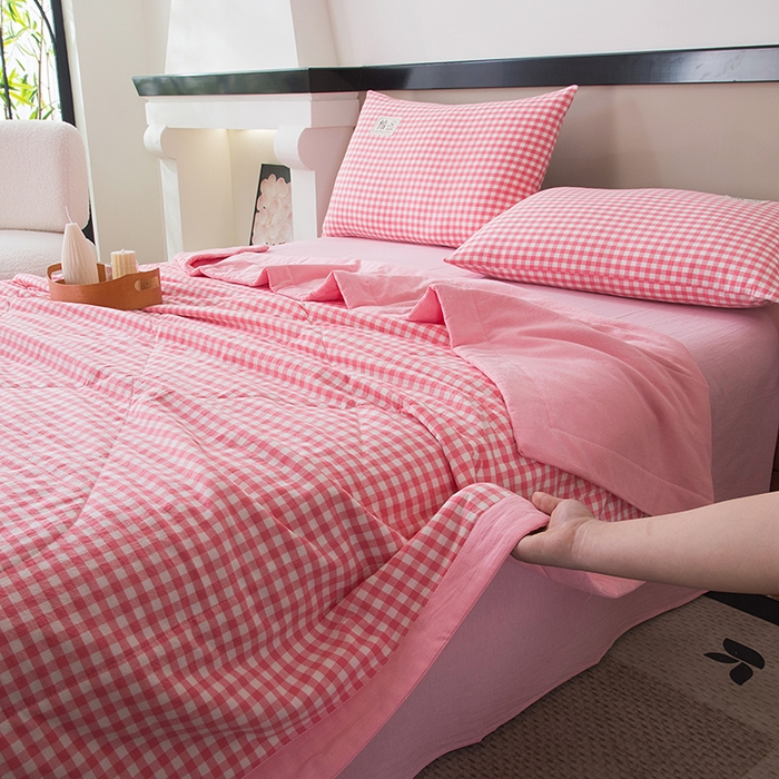 91家纺网 家纺一手货源 找家纺 三俏家纺 2025新款新疆棉花被夏被100%里外全棉棉花夏被无印风全棉色织水洗棉夏凉被空调被春秋被单人可机洗-风格二 上樱