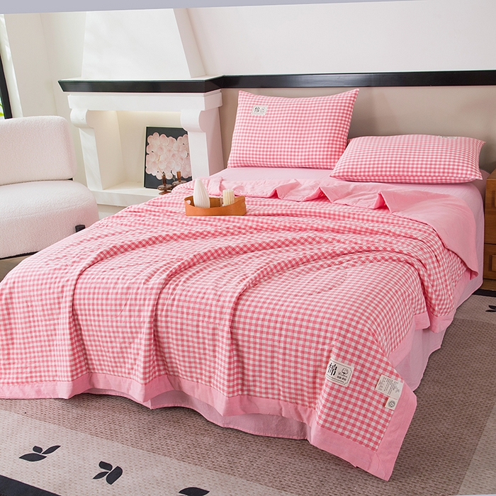 91家纺网 家纺一手货源 找家纺 三俏家纺 2025新款新疆棉花被夏被100%里外全棉棉花夏被无印风全棉色织水洗棉夏凉被空调被春秋被单人可机洗-风格二 上樱