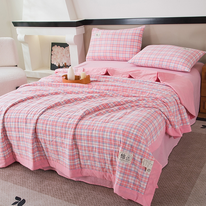 91家纺网 家纺一手货源 找家纺 三俏家纺 2025新款新疆棉花被夏被100%里外全棉棉花夏被无印风全棉色织水洗棉夏凉被空调被春秋被单人可机洗-风格二 若梦