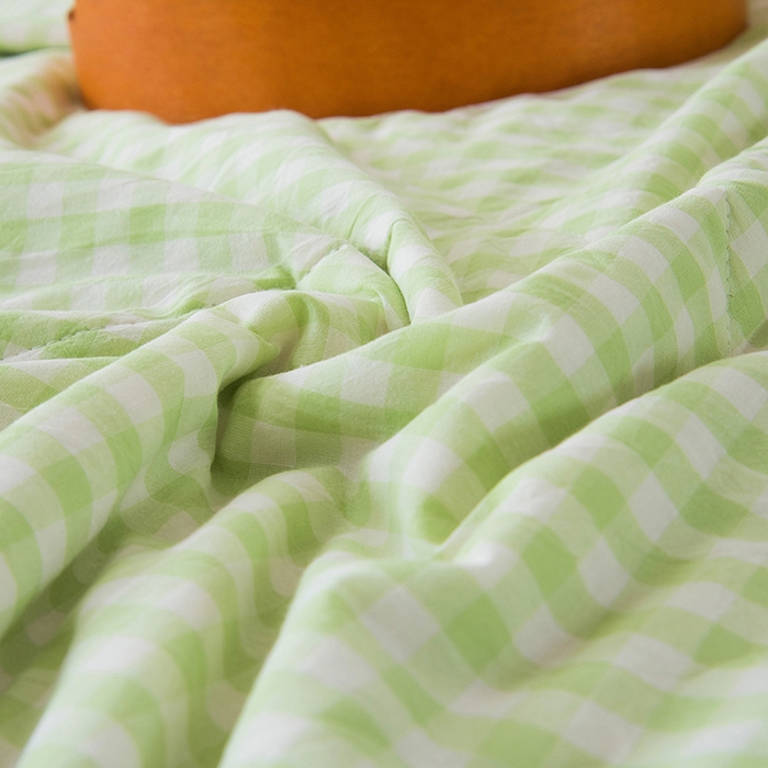 91家纺网 家纺一手货源 找家纺 三俏家纺 2025新款新疆棉花被夏被100%里外全棉棉花夏被无印风全棉色织水洗棉夏凉被空调被春秋被单人可机洗-风格二 春叶