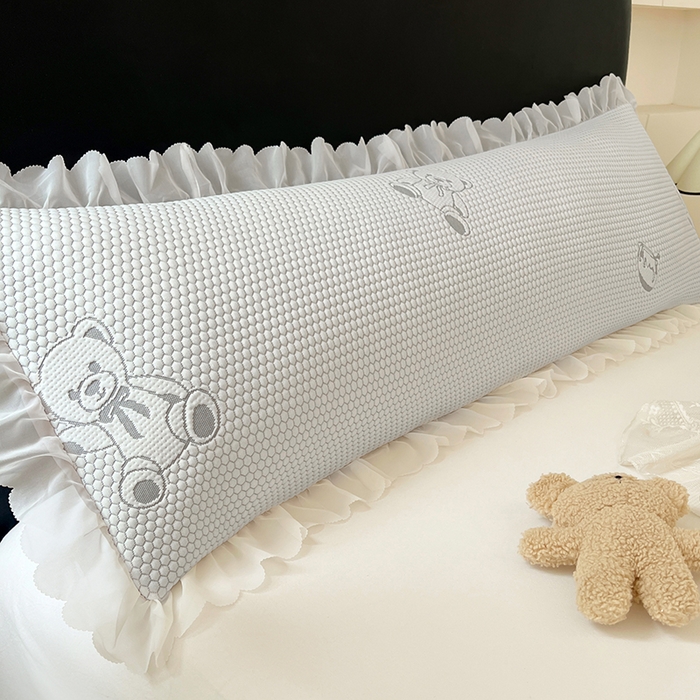 （总）梦舒羽 2025春夏新款冰豆豆花边双人单枕套枕套单件