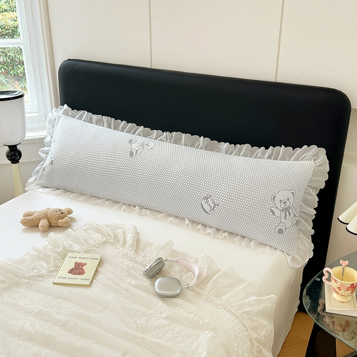 91家纺网 家纺一手货源 找家纺 （总）梦舒羽 2025春夏新款冰豆豆花边双人单枕套枕套单件