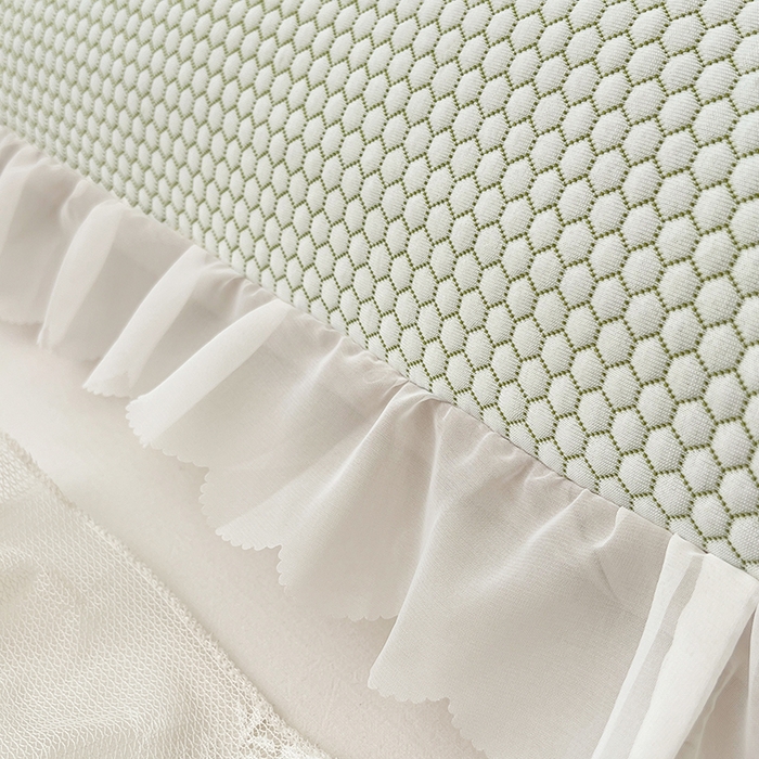 91家纺网 家纺一手货源 找家纺 梦舒羽 2025春夏新款冰豆豆花边双人单枕套枕套单件 冰豆豆-小熊绿