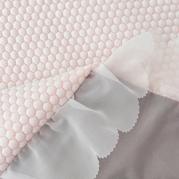 91家纺网 家纺一手货源 找家纺 梦舒羽 2025春夏新款冰豆豆花边双人单枕套枕套单件 冰豆豆-小熊粉